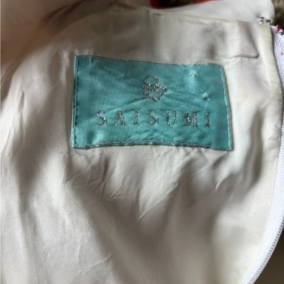 Saisumi Sleeveless Qipao Dress – White & Red Brocade – Size S - Picture 4 of 5